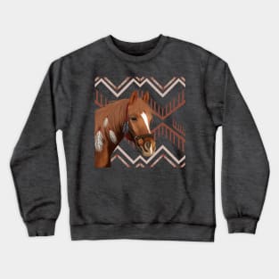 Native American Brown Horse Crewneck Sweatshirt